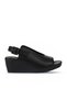 Black Leather Women's Wedge Heeled Sandals 01Wy2405 - 2