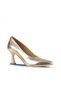 Gold Shiny Leather Women's Heeled Shoes 01Wa1401 - 3