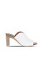 White Leather Women's Heeled Slippers 01Wn4105
