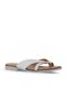 White Cracked Leather Women's Flat Slippers 01Wy2507 - 2
