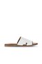 White Leather Women's Flat Slippers 01Wa5705