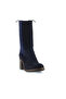 Navy Blue Nubuck Women's Heeled Boots 01Wt6101 - 2