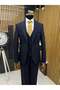 5 Button Flat Vest Suit Navy Blue
