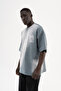 Men's m Logo Printed Washable Oversize T-Shirt Gray - 4