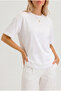Kadın Beyaz Oversize Basic Tişört %100 Pamuk - 4