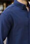 Navy Blue Basic 100% Cotton Long Sleeve Men's Shirt E6761 - 4