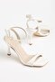 Women's White Patent Leather Blunt Toe Heeled Shoes - 2