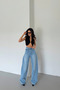Women's Wide-Leg Loose Ice Blue Baggy Jeans - 5
