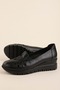 Women's Genuine Leather Anatomical Sole Padded Heel Laser Perforated Shoes Pyt.6300 Black - 4