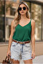 Women's Dark Green Linen Look Strap Blouse Arm-24Y001064 - 3