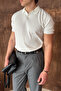 Men's Oversize Ribbed Polo Collar Slim Knitwear T-Shirt - 3