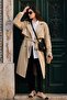 Casual Half Lined Trench Coat with Epaulet and Cape Detail Kamel 6844