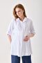 Maternity Shirt, White Poplin Cotton Fabric, Detailed with Side Ties and Folded Sleeves - 2