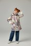 Girl's Hooded Raincoat Blue Pink Floral with Zipper 9260