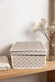Set of 3 Mini Multi-Purpose Storage Boxes Cream Chain Patterned Toy and Clothing Organizer Storage Box 30X4 - 2