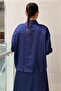 Satin Jacket with Stone Snap Pockets on the Front and Waist Drawstring - 4