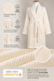 Striped Bathrobe 100% Certified Cotton Shawl Collar Unisex Bathrobe / Dressing Gown 340 Gr/M2 Cream Color - 3