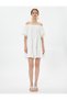 Mini Madonna Collar Dress Off-The-Shoulder Layered Daisy Detail - 3
