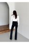 Women's High Waist Spanish Leg Black Denim Trousers - 5