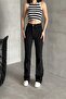 Women's Loose Stretchy Flared Black Jeans