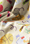 Yellow Pen and Basketball Ball Patterned Round Suede Carefree Tablecloth - 3