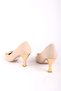 Women's Buckle Detailed Pointed Toe Stiletto Goblet Heeled Shoes Beige Satin - 3