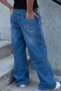 Girl's Jean Trousers with Lace-Up and Elastic Waist, 7-12 Years Old, Blue - 2