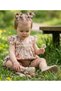 Girl's Floral Patterned Lace Belted Blouse and Muslin Shorts Bottom Top Set - 3