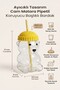 Teddy Bear Design Glass Flask with Straw and Protective Cap 600 ml (Green, Yellow, Blue, Black, Red Color Options) - 2
