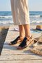 Black Leather Women's Flat Sandals 01Wl1512 - 2