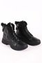 Women's Plush Double Zippered Lace-Up Thick Sole Sports Boots Black - 6
