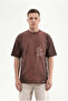 Men's Printed Pocket Oversize T-Shirt Dark Brown