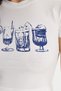 Women's Slim Fit 100% Cotton Crew Neck Short Sleeve Printed Ecru Crop T-Shirt Blouse - 5