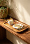 Wooden Coffee Tray with Golden Handle 30X19 cm | Natural Solid Wood Serving Tray, Double-Ear Design Easy to Hold, Rounded Edges Hand Polished, Multi-Use Tea Tray for Home Decor