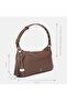 Women's Mink Leather Shoulder Bag with Staple Detail and Charm Accessories - 7