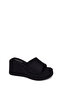 Women's Black Stone Filled Heeled Fabric Slippers 26Sfe49866F - 7