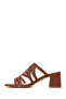 Women's Brown Thick Heeled Slippers 26Sfd442318 - 3