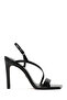 Women's Black Ankle Buckle High Thin Heeled Shoes Patent Leather Sandals 25Sfe391216