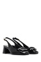 Women's Black Ankle Buckle Open Back Short Thick Heeled Patent Leather Shoes 25Sfd182616 - 3
