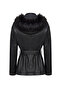 Rebecca Women's Black Collar Shearling Leather Coat 24Wge52092H - 2