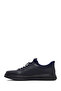 Men's Navy Blue Lace-Up Sneakers, Genuine Leather Casual Shoes 25Wfd676026 - 2