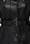 Edith Women's Black Collar Fur Leather Coat 25Wge56161M - 8