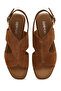 Women's Tan Buckle Wedge Heeled Suede Leather Sandals 26Sfd151810 - 4