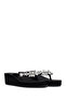 Women's Black Flip Flops with Stones and Wedge Heel Jelly Slippers 26Sfe4941Pv - 2
