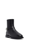 Women's Black Zippered Leather Boots with Metal Detail 25Wfd270718 - 7
