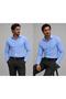 Slim Fit Plain Medium Blue Dacron Shirt - 3