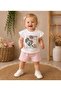 Floral Patterned Baby Girl Shorts Summer Top and Bottom Set - 5
