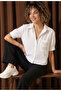 Women's Short Sleeve Patch Detailed 100% Cotton Fabric Mix Design Shirt - 4