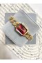 Nazze Chain Cord Gold Burgundy Dial Women's Wristwatch - 3