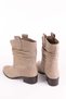 Women's Genuine Leather Bellows Thick Heeled Cowboy Boots Suede Beige - 6